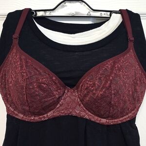 Lot of 2 Victoria Secret demi 32DDD bra burgundy/blush